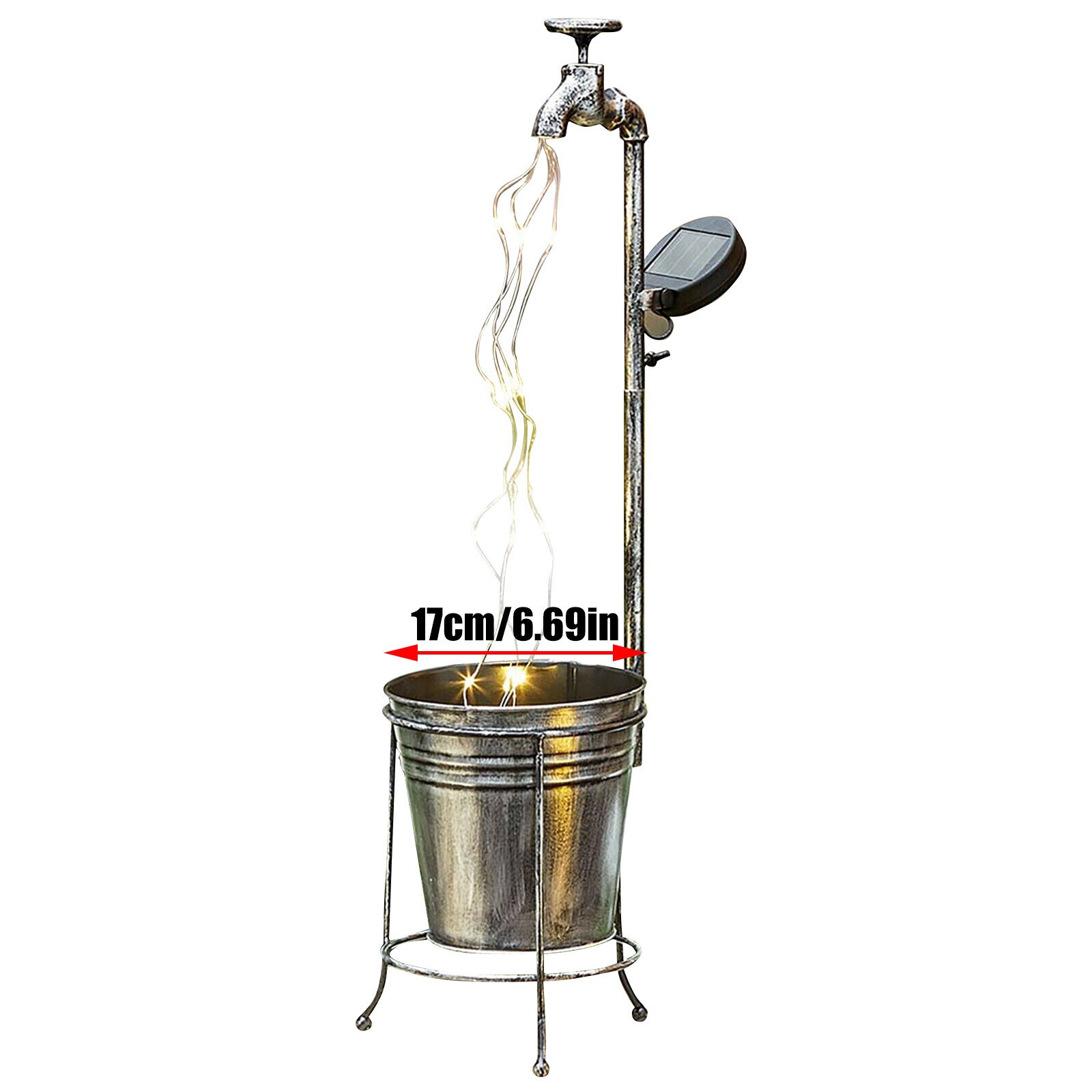 Grifo de agua con energía Solar para decoración de jardín, luz de decoración de jardín con estilo de regadera, producto artístico para césped y exteriores: Default Title