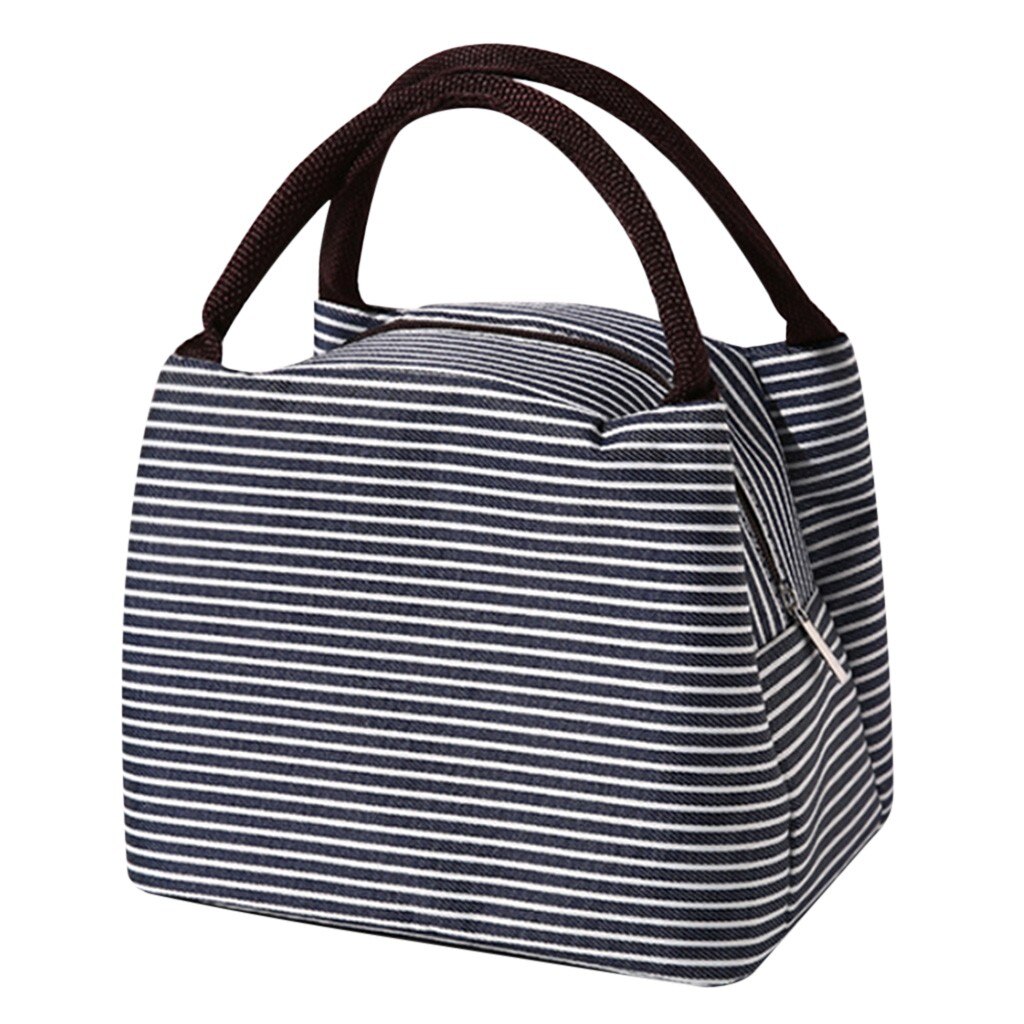 Lunchbox Draagbare Geïsoleerde Canvas Lunch Tas Thermische Voedsel Functionele Patroon Koeler Picknick Lunch Tassen Voor Vrouwen # l20: Navy 