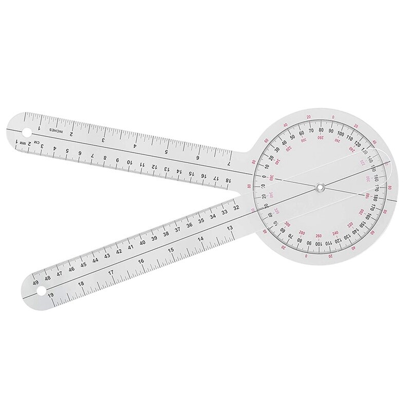 3-Piece Goniometer 6/8/12 Inch Occupational Therapy Protractor Tool Measuring Angle Ruler 360 Degree Universal