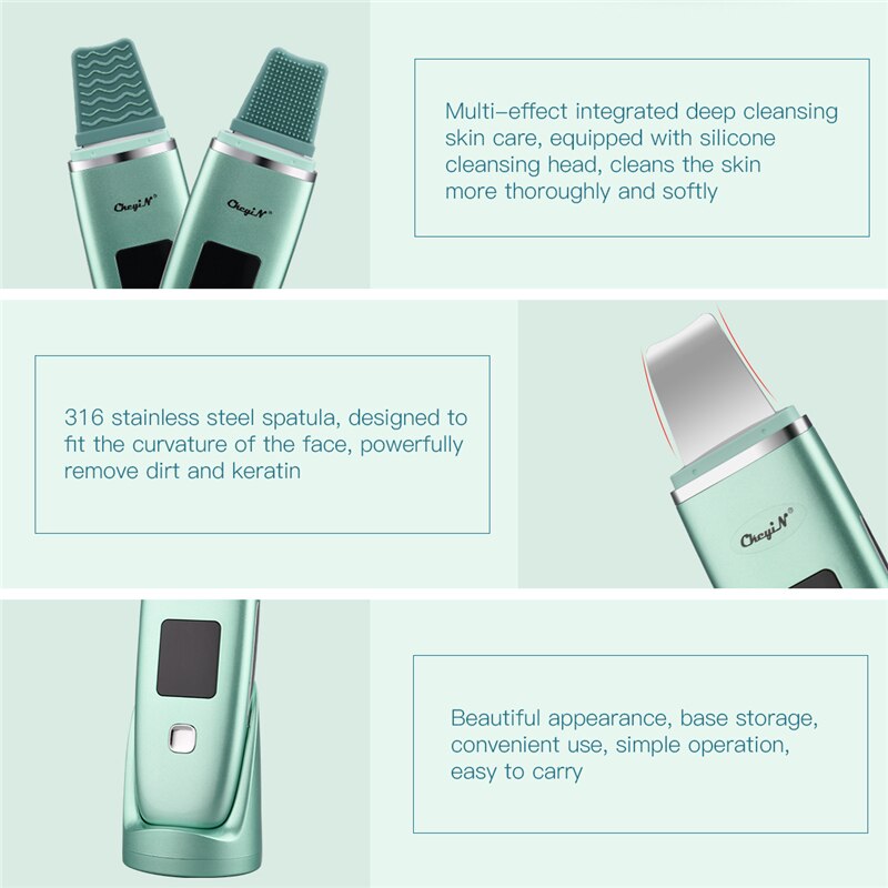 CkeyiN-limpiador Facial ultrasónico con vibración, cepillo Facial limpiador profundo, exfoliador de eliminación de espinillas, cuidado de la piel