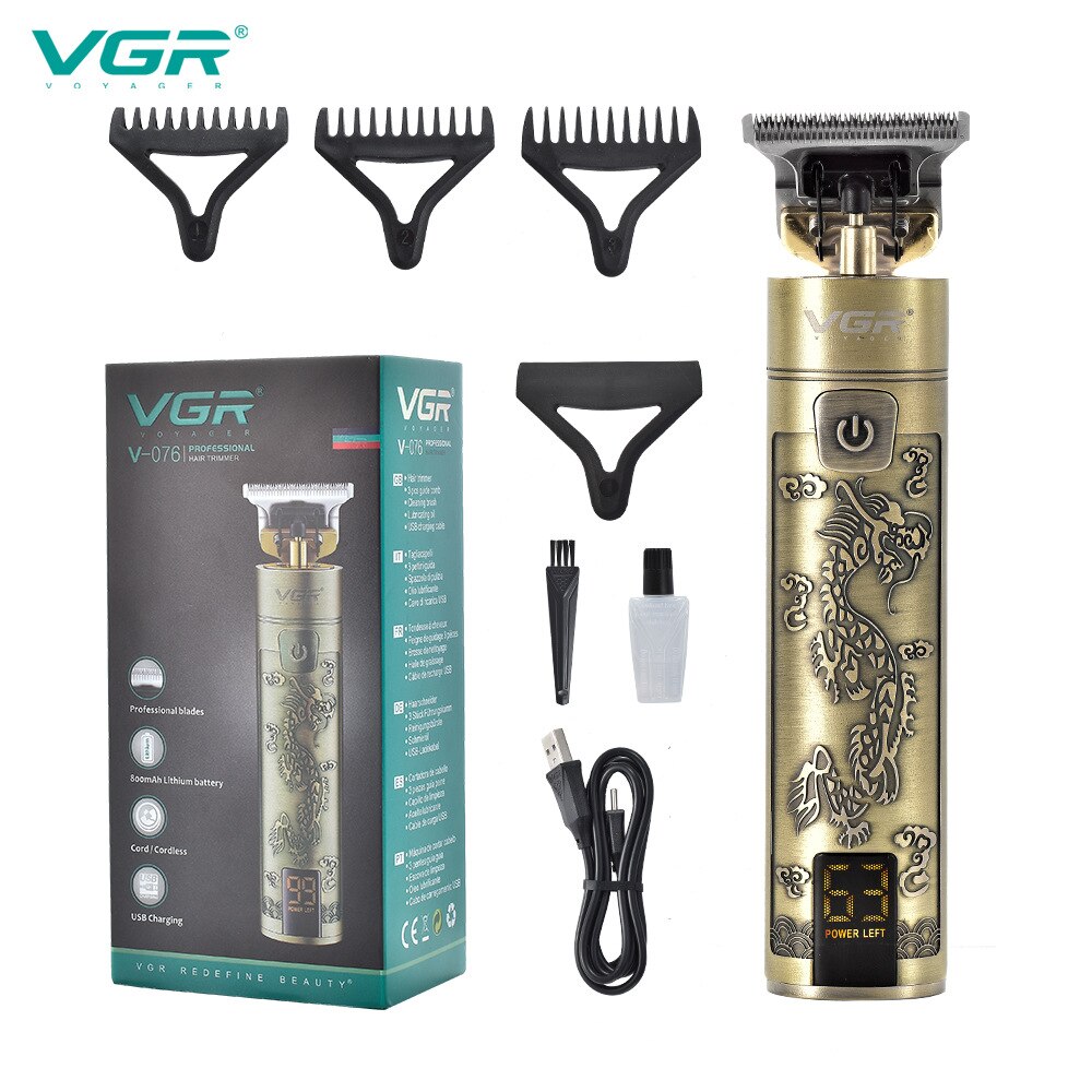 VGR 076 – tondeuse à cheveux électrique pour hommes, rasoir , soins personnels, rasoir LCD Rechargeable, T9 VGR V076
