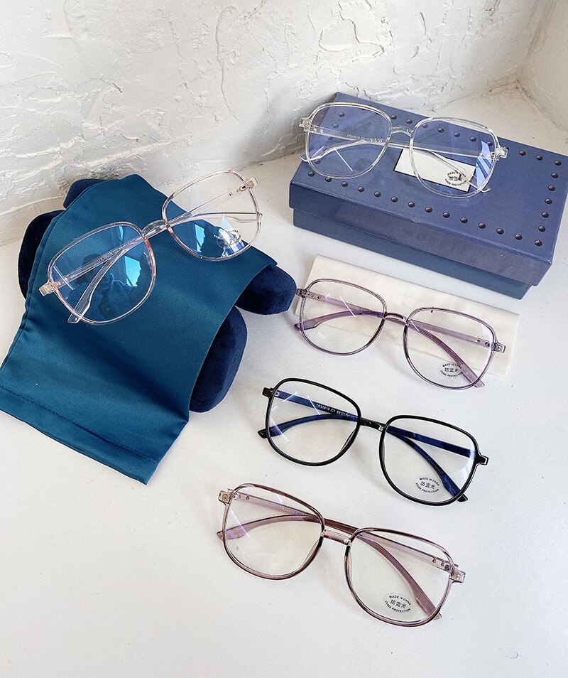 VWKTUUN TR90 Frames Women Square Eyeglasses Frame Mens Optical Glasses Frame Vitange Transparent Glasses Frames Anti Blue Light
