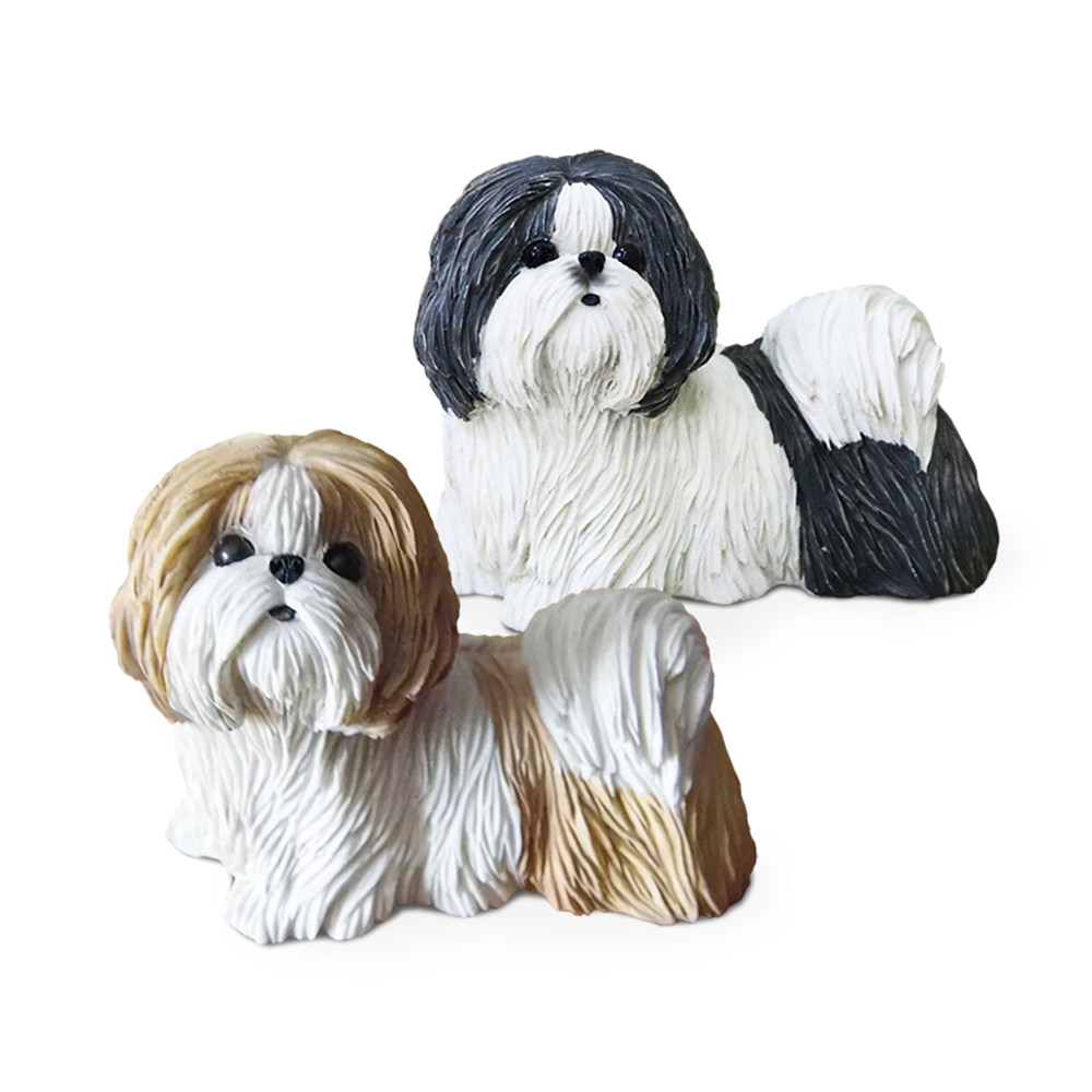 JJM Shih Tzu Hund Haustier Figur Harz Modell Canidae Ebene Chrysantheme Sammler Spielzeug Auto Dekoration Pädagogisches für Erwachsene freundlicher