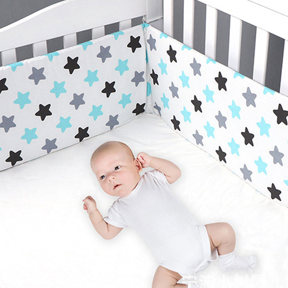 Baby Crib Bumper Breathable Nursery Pads for Standard Cribs Folding Padded Cot Liner for Toddler Security Guards Protector