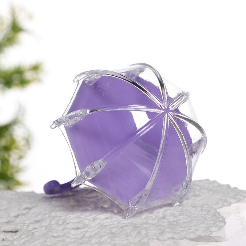 12 unids/set paraguas portátil de plástico cajas de dulces Baby Shower Bonbonniere paquete para de fiestas caja: Purple