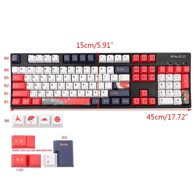 113 Keys Mechanical Keyboard PBT Keycap Cherry Profile DYE-Sub White Crane Theme