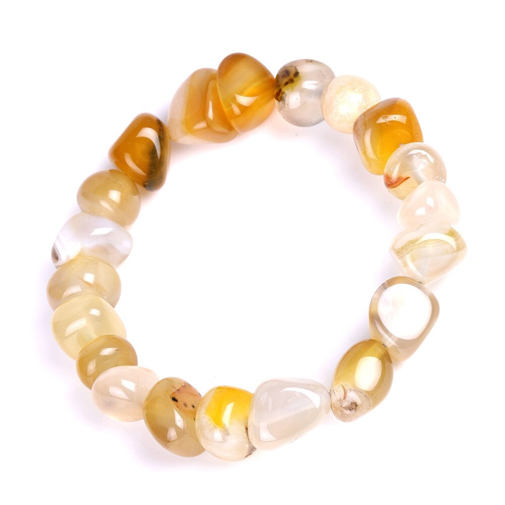 Onregelmatige Natuursteen Kleurrijke Kralen Zomer Armband Groen Geel Rood Carneool Elastische Touw Balance Energy Body Armbanden: Lemon yellow