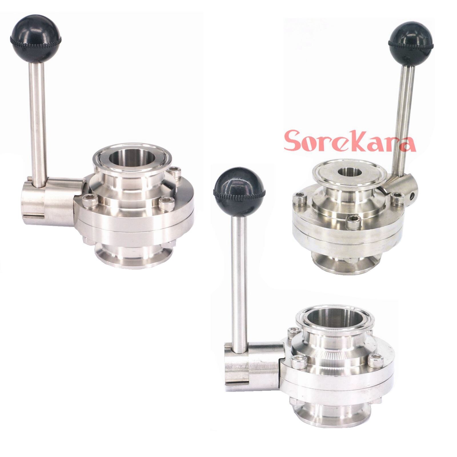 Fit Tube OD 19-51mm Tri Clamp 1.5" 2" 304 Stainless Steel Sanitary Ferrule Butterfly Valve HomeBrew Beer Dairy