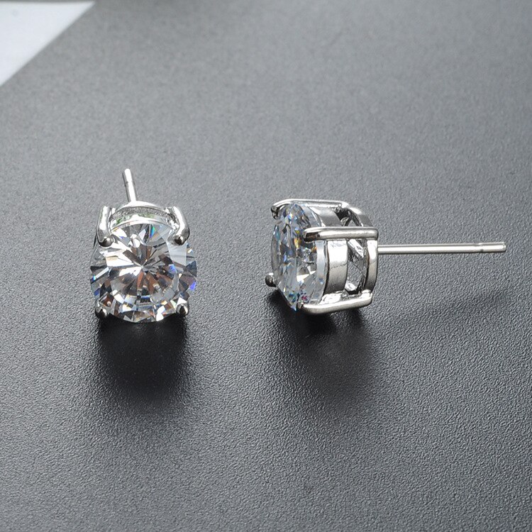 Pendientes clásicos de lujo para hombre, aretes redondos de cristal de Color dorado, joyería de Hip Hop, pendientes de piedra de circonita blanca para hombre