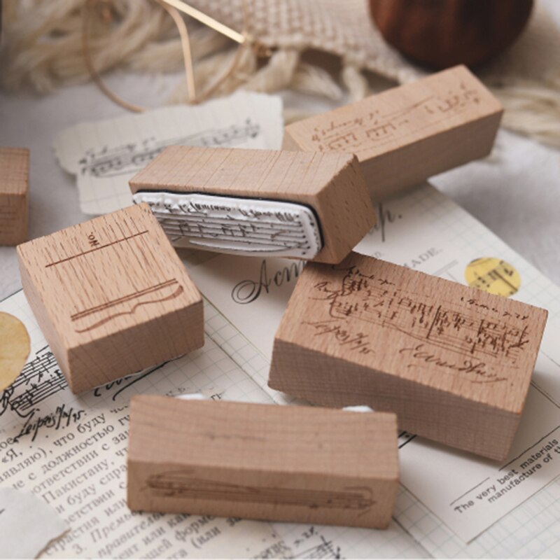 Vintage Music notes stamp DIY wooden rubber stamps for scrapbooking stationery scrapbooking standard stamp