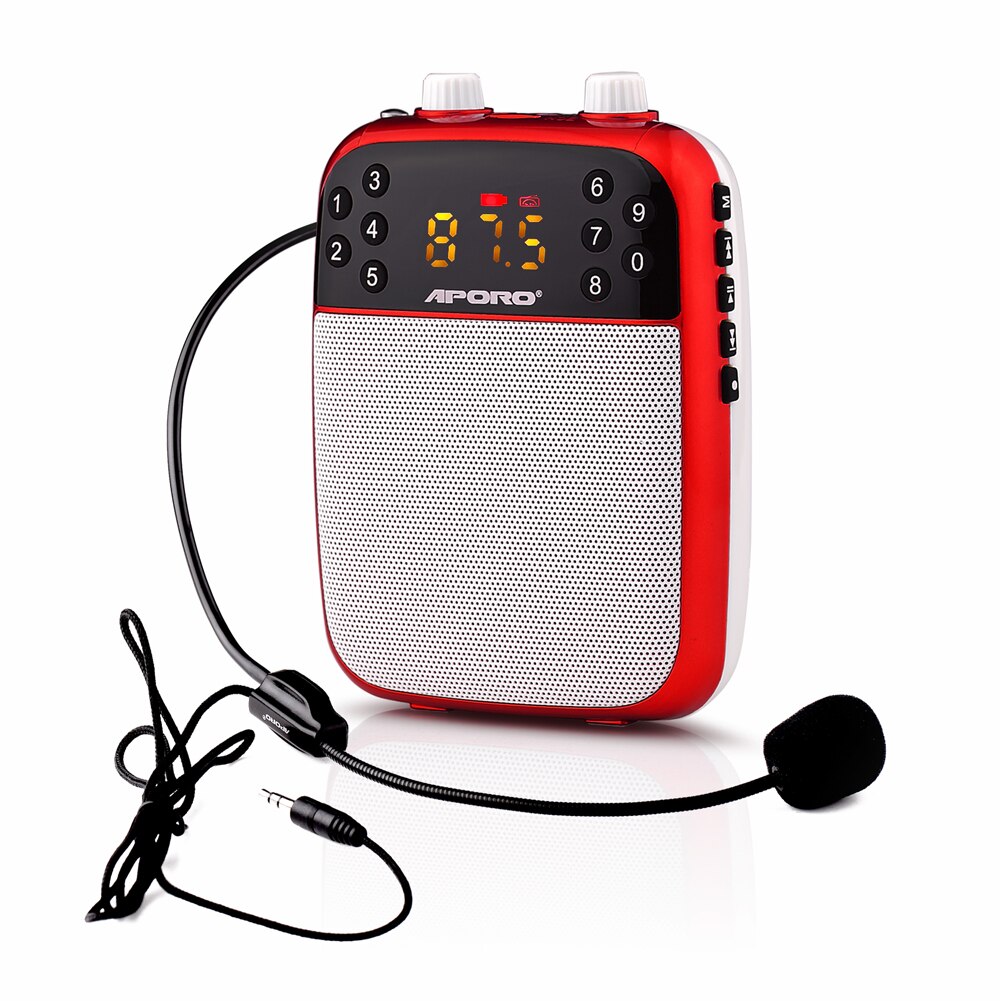 AMPLIFICADOR DE voz portátil de 12W, Mini micrófono con cable para reproducción de música, amplificación de sonido, megáfono, altavoz, Lautsprecher: Rojo