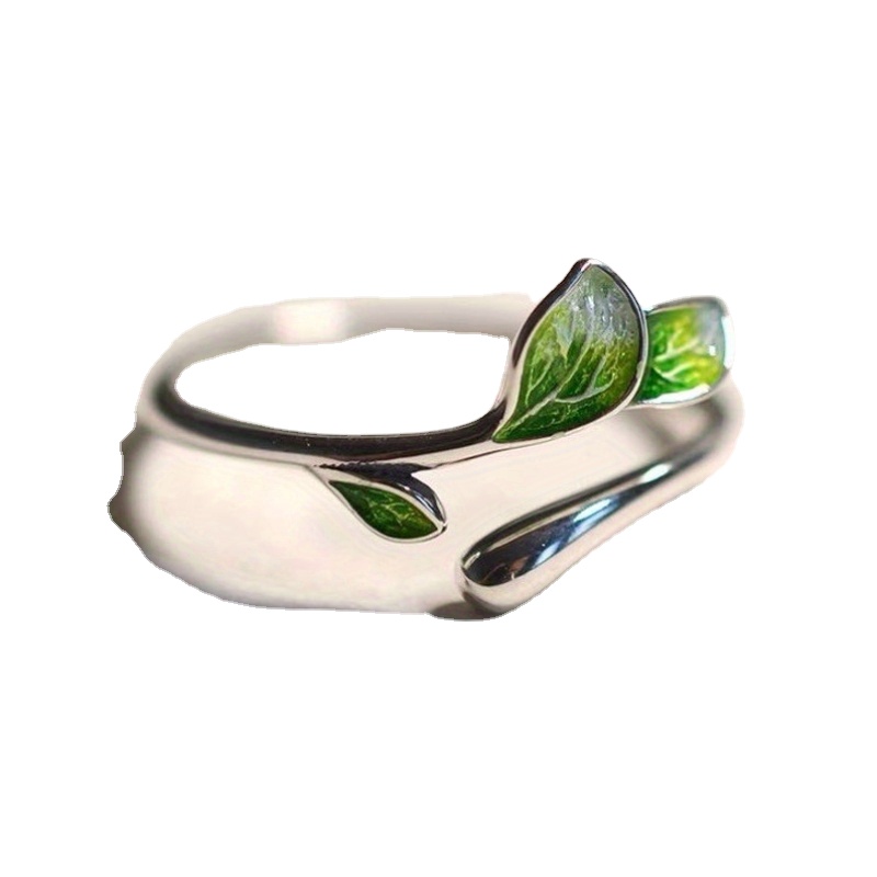 anillo de pegamento en forma de gota de rama esmaltada, anillo azul quemado artístico y fresco, accesorios de de de vacaciones para mujer a la y Retro