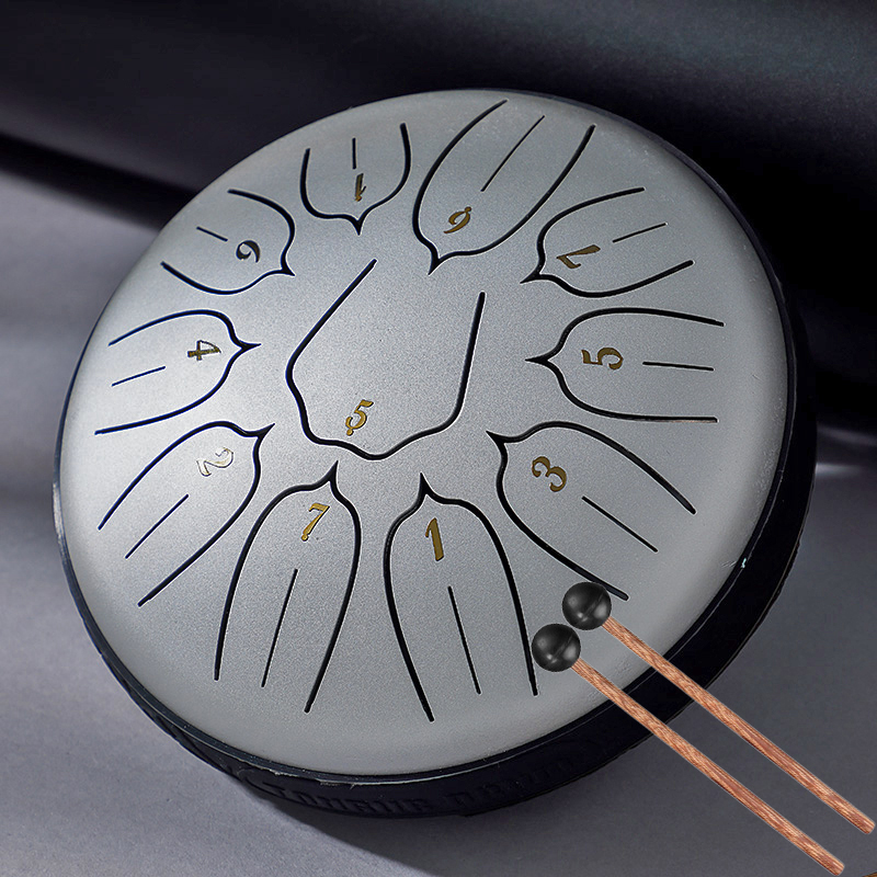 Hluru 6 Inch Steel Tongue Drum 11 Notes Tank Drum D5 Glucophone Handpan Meditation Yoga for Kids