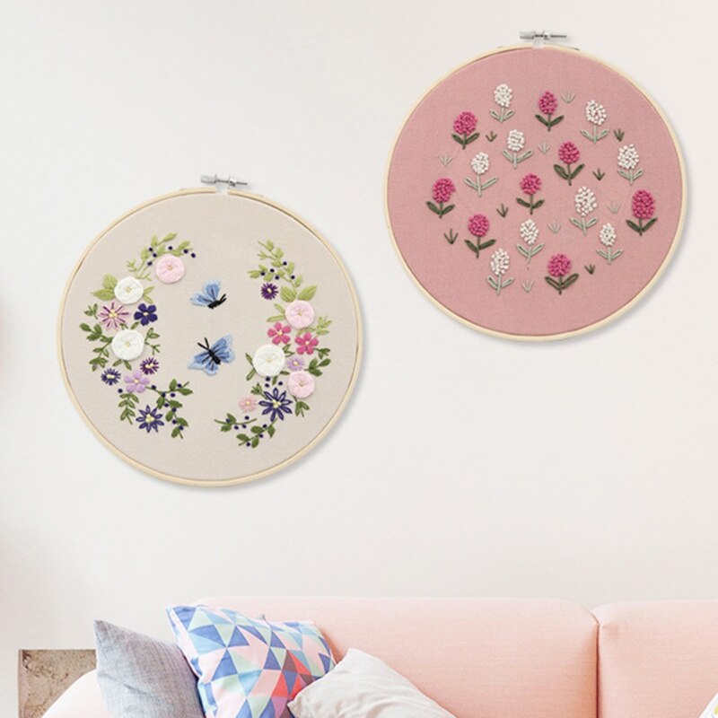 DIY Flower Embroidery for Beginner Needlework Practice Modern Flower Wall Painting Craft Art Sets For Home Decoration