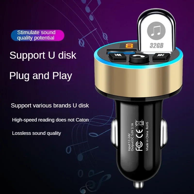 Trasmettitore FM Modulatore Lettore Mp3 per auto Musica senza fili Bluetooth 5.0 Caricatore rapido USB auto Aux Radio kit vivavoce per auto