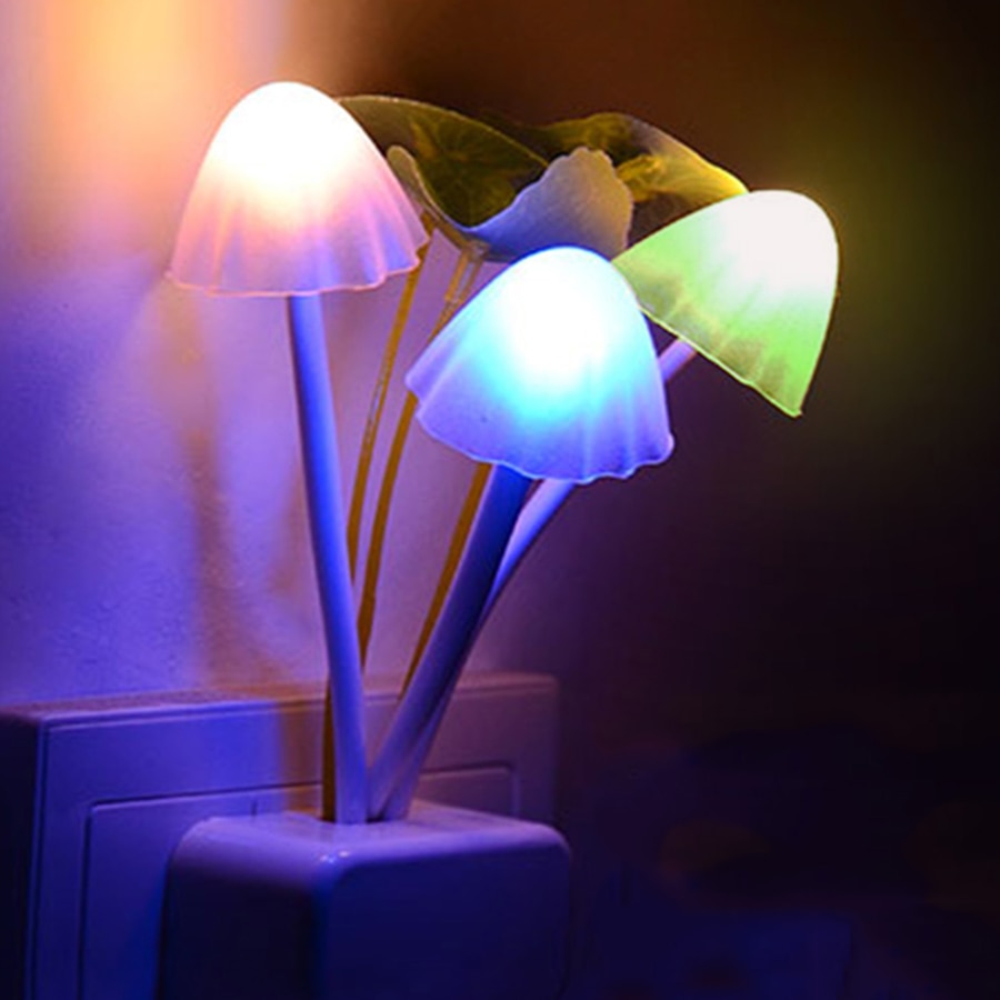 Thrisdar Licht Sensor RGB Paddestoel Konijn LED Night Light Leuke Paddestoel Nacht Lampen Voor Baby Slaapkamer Keuken Trap Hal