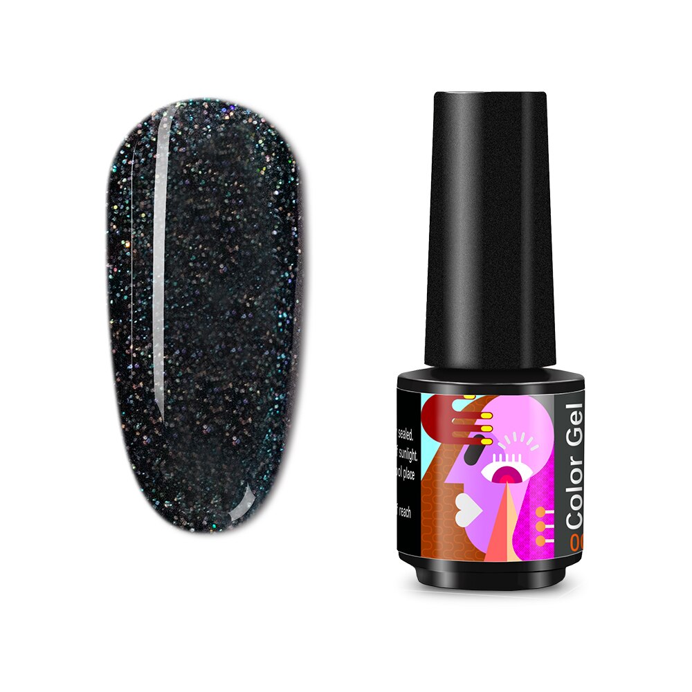 Bluedee Gel Nagellak Glitter Set Shiny 6 Kleuren Vernis Semi Permanente Vernis Hybird Nagellak Uv Acrygel Voor Nail Art: Shinny Black 1pc