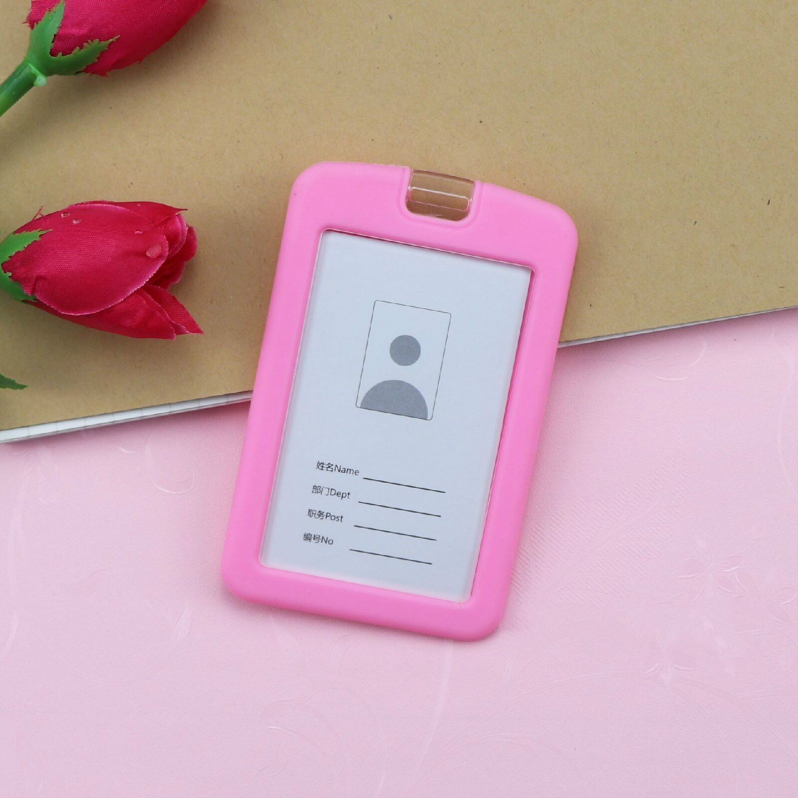 3/5pcs Credential Door Holders Credentials Holder Students Bus Card Case Lanyard Identity Badge Cards Cover Silicone Card Holder: Pink / 5Pcs