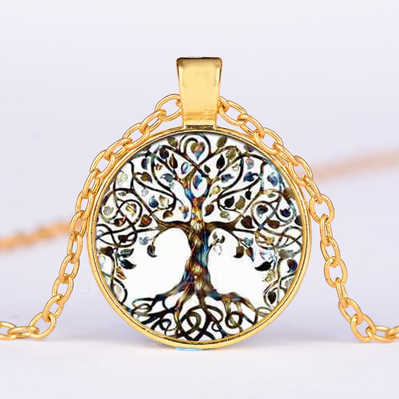 Newest Tree Of Life Statement Necklace Art Photo Glass Cabochon Pendant Charm Women Choker DIY Necklace For Jewelry