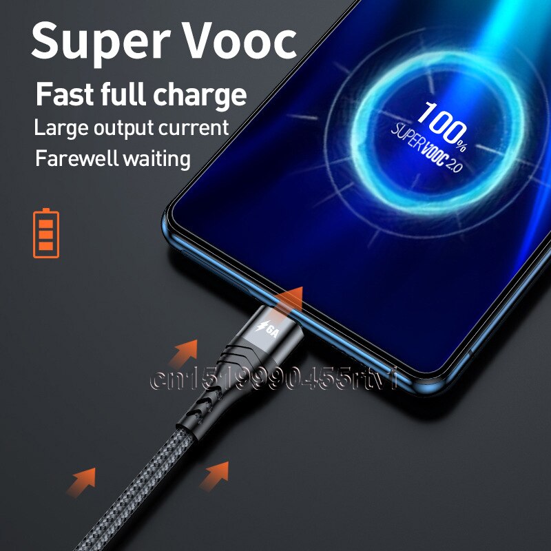 3-in-1 USB-Kabel 6A Schnelladen für iPhone, Huawei, Samsung - USB-A auf Typ-C, Mikro USB, Blitz