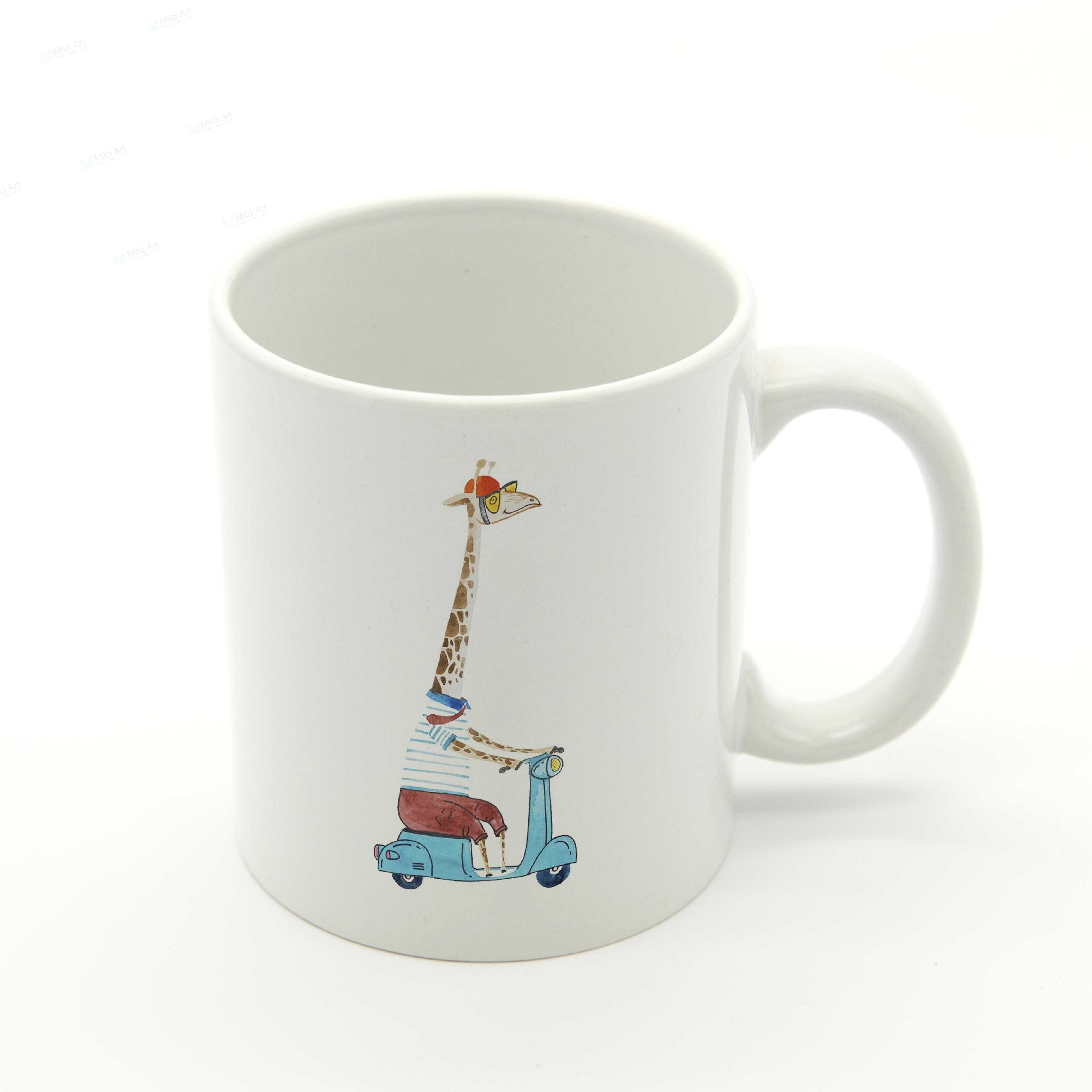 Akvarell kawaii djur giraff räv björn varg kanin kök keramisk vattenkopp söta barn kaffe te ölmuggar set