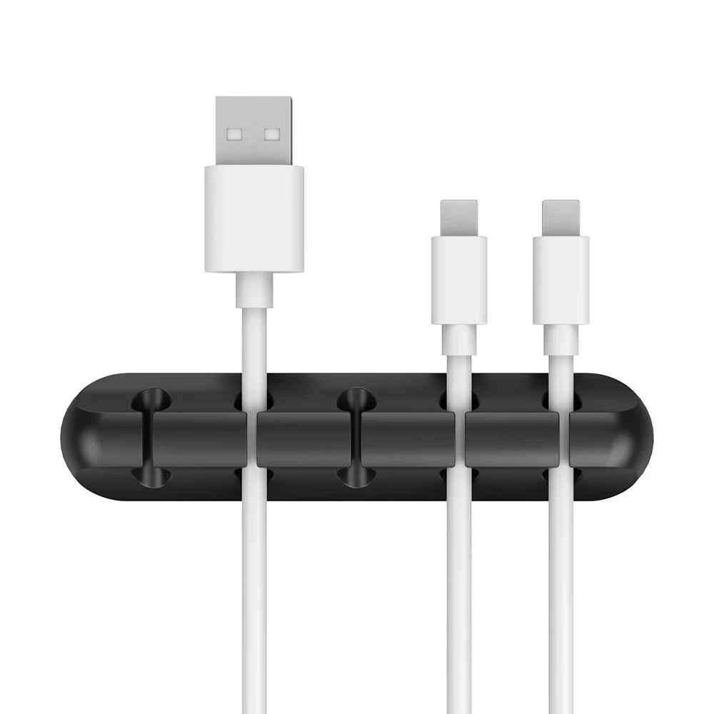 NNBILI Siliconen USB-kabelorganizer Kabelhaspel Desktop Tidy Management Clips Kabelhouder voor muis Hoofdtelefoon Draadorganizer: GRIJS
