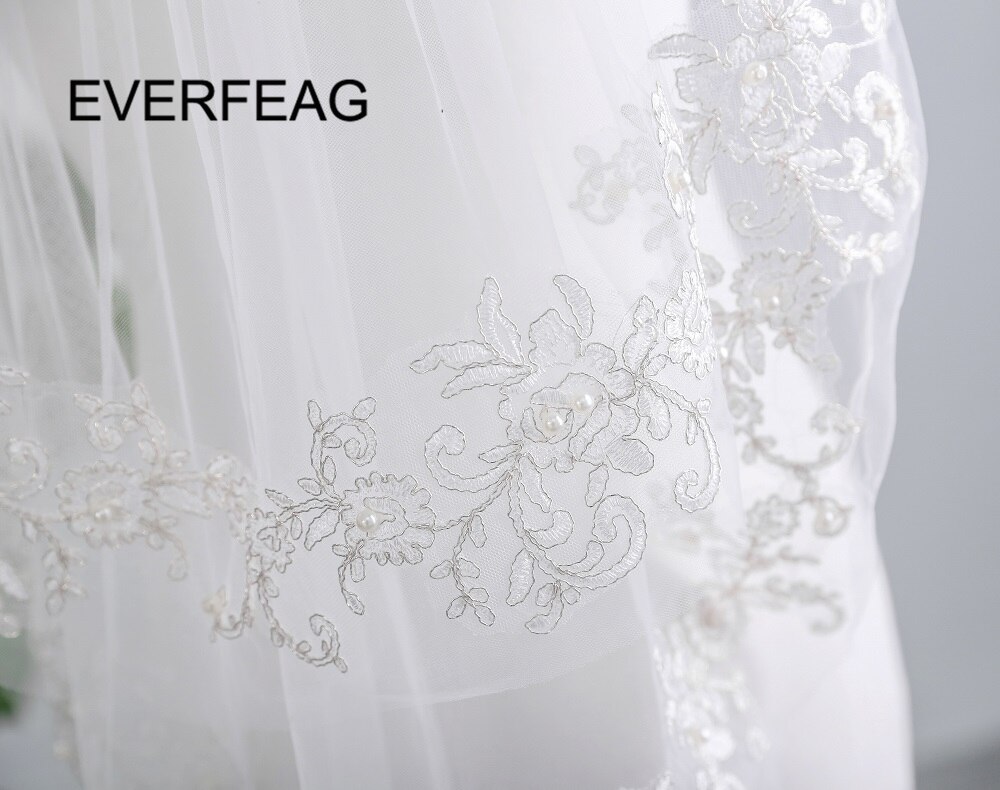 spitze Zwei Schicht Kurze Hochzeit Schleier Mit Kamm Weiß/Elfenbein Braut Schleier Perlen Schleier