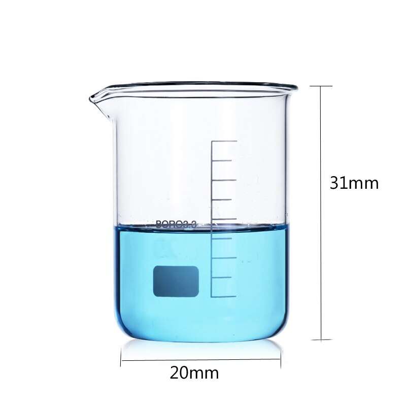 20pcs/pack 5mL Glass Beaker Borosilicate 3.3 Glass high temperature resistance Measuring Cup Laboratory Glassware Equipment