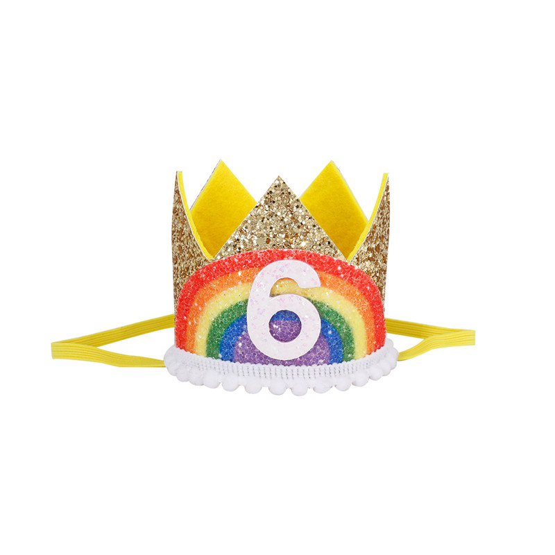 Chicinlife 1-8 år gammel regnbuebursdag kronehatt gutt jente bursdagsfest dekorasjon baby dusj hvitt måke bursdagshatt: måke 6