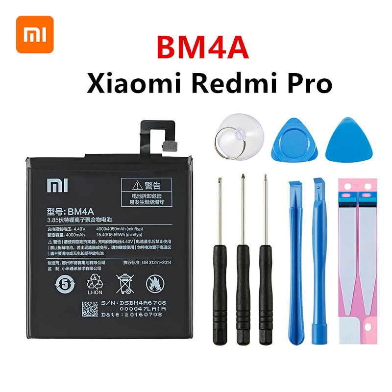 Xiao Mi 100% Orginal BM4A 4000 Mah Batterij Voor Xiaomi Hongmi Redmi Pro BM4A Telefoon Vervanging Batterijen + gereedschap