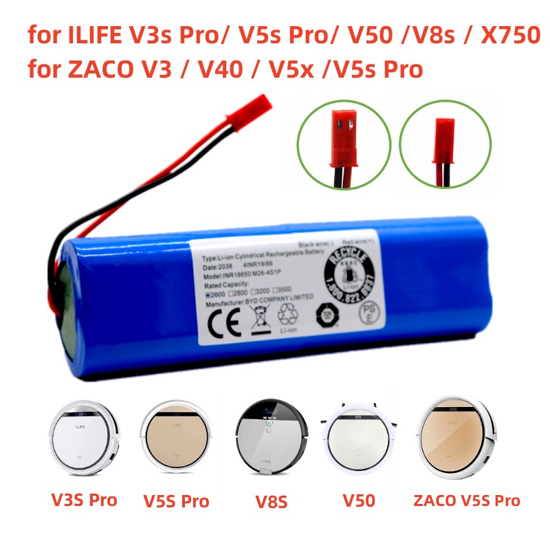 Original Li-Löwe-Akku für ILIFE V3s Profi, V5s Profi, V8s, V8 Plus, V80, V80 Max, V80 Profi, V3s Max 18650 2600 mAh 14,4 V PX-B010