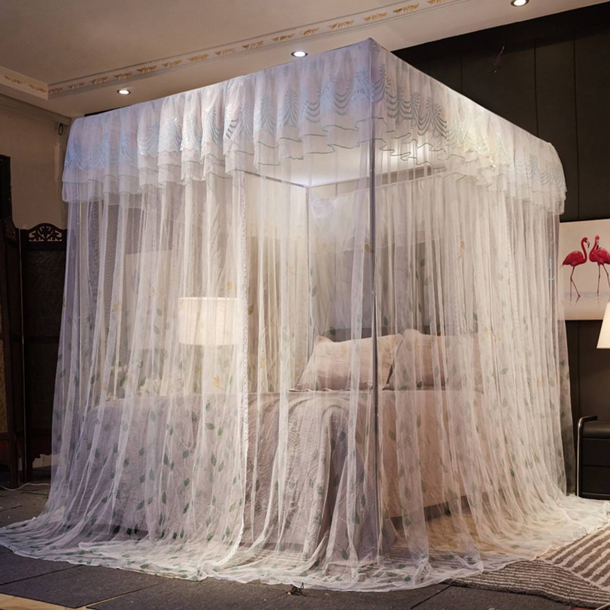 Bed Canopy Double Colors Hung Mosquito Net Princess Bed Tent Curtain Foldable Canopy On The Bed Fairy Lace: E