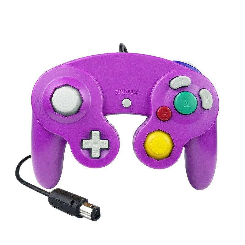 Controlador de jogo com fio para ngc gamepad joystick para cubo de jogo para nintendo clássico gamepad nostálgico para função de vibração ngc: red purple