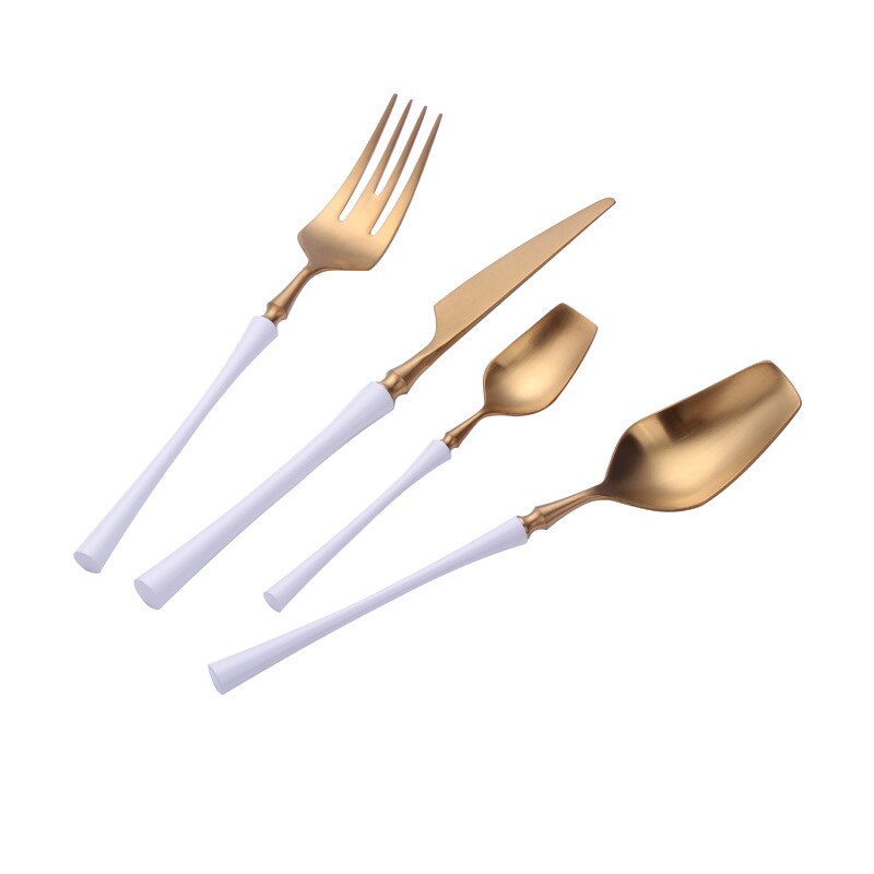 Kubac Hommi Rvs Spiegel Gepolijst Bestek Set Glossy Zilveren Serviesje Matte Servies Kerstcadeau: Matte White Gold