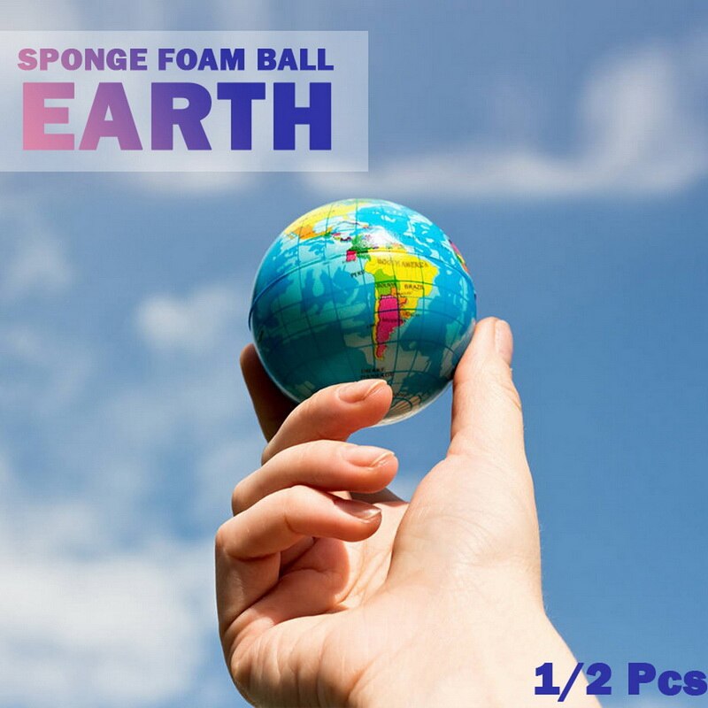 63Mm Aarde Bal Speelgoed Voor Kinderen Schuim Globe Anti Stress Wereldkaart Bal Atlas Geografie Teach Tool Globe palm Bal Planeet