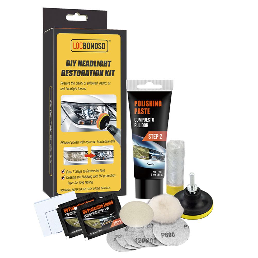 Kit de reparo do farol diy kit de reparação de cuidados com o carro farol lente pano com máquina limpeza polonês ferramenta restauração diy