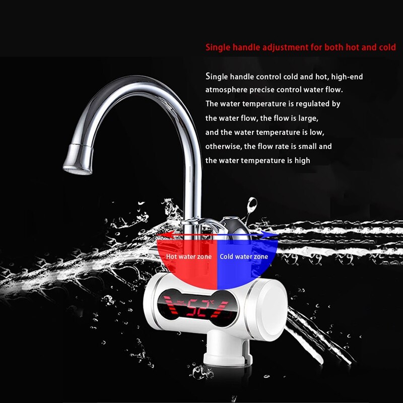 Kitchen Washroom Water Heater Instantaneous Electric Water Heater Instant Water Faucet Heater EU Plug