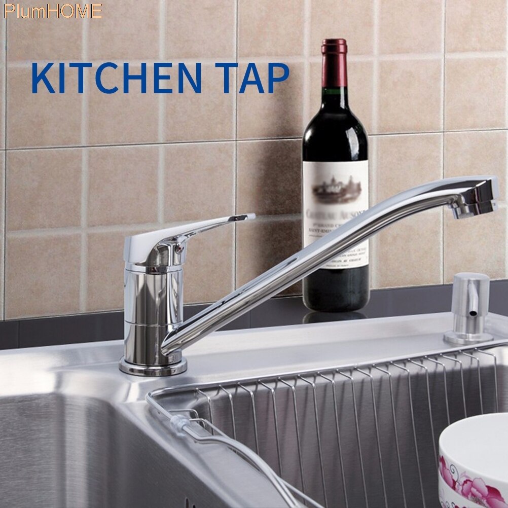 Kitchen Tap Long Neck Hole Faucet Single Lever Tap Copper Chrome Spout Tap And Cold Water Indicator