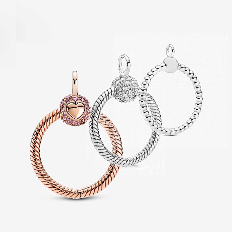 S925 Momente Kleine Pavé O-förmigen Charme Anhänger, exquisite Und Hohe Schmuck Für Frauen Als Fit Original Armband