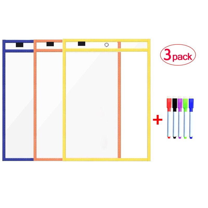 Erasable Dry Erase Board Write Delete File Dry Erase Pockets Drawing Teaching Practice Board Writing White Board markers For Kid: 3B5P
