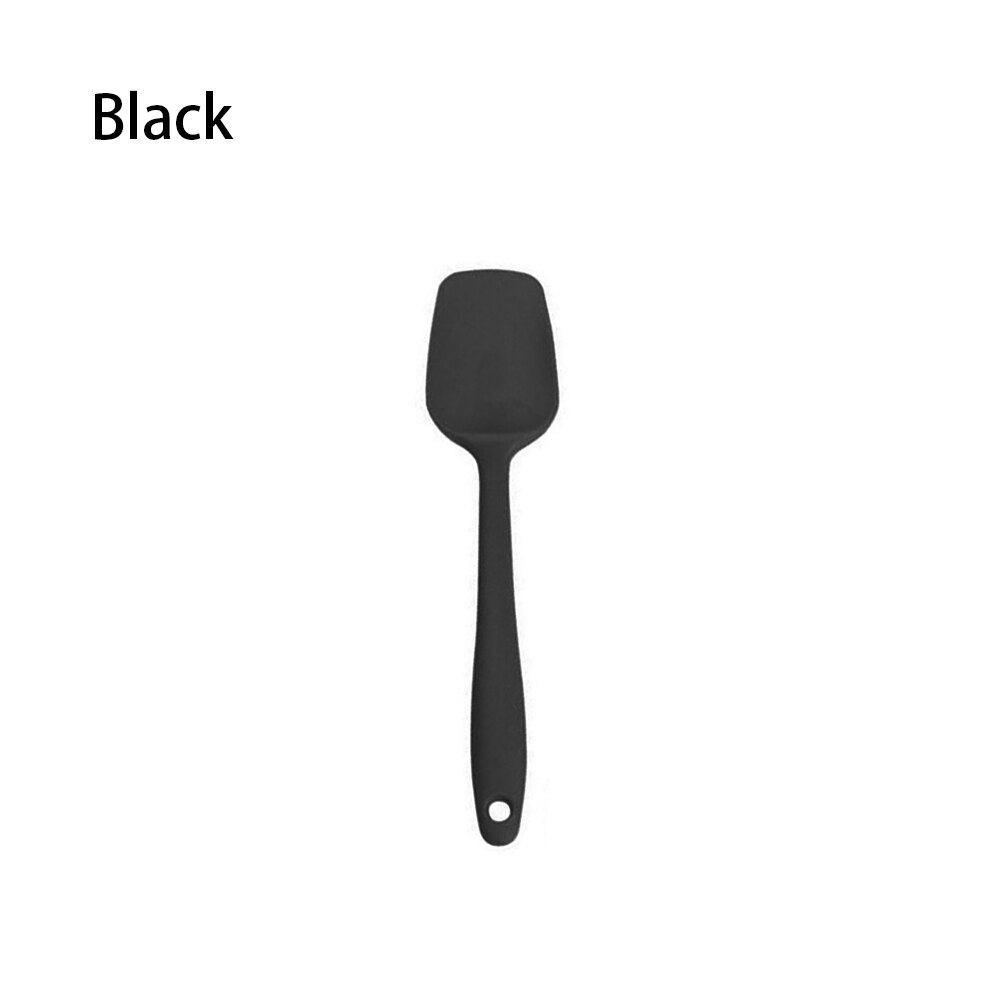 1 unidad de espátula de cuchara de silicio resistente al calor, utensilios de cocina para horno, utensilio, mango, espátula, agitador, cuchara de mezcla, utensilios de cocina: Black