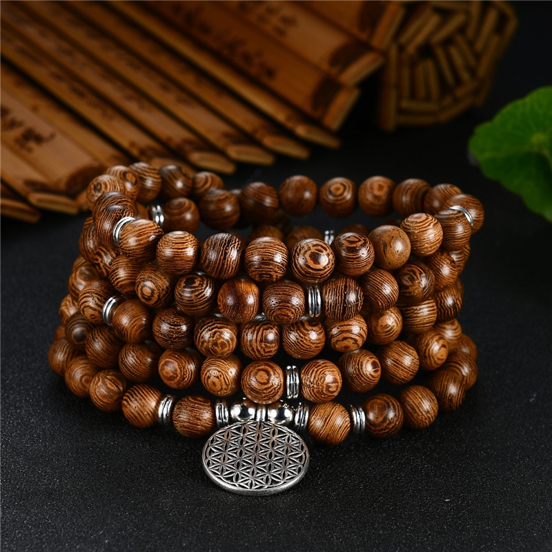 Wwlb prijs natuurlijke sandelhout mannen om lotus sieraden gebed pulsera hombre houten kralen rozenkrans armband voor vrouwen