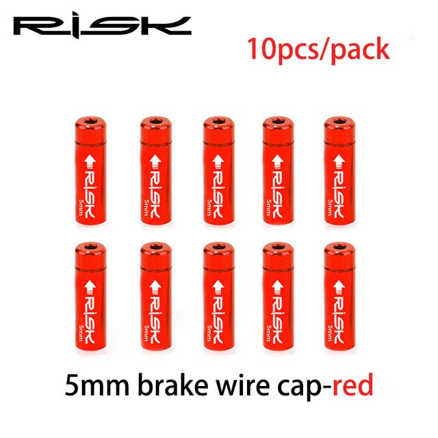 Risico 10 stks/doos Fiets Rem/Versnellingskabel Cap Alumium MTB Racefiets Derailleur Liner Tops Fiets Rem Versnellingskabel end Cap: 5mm Red