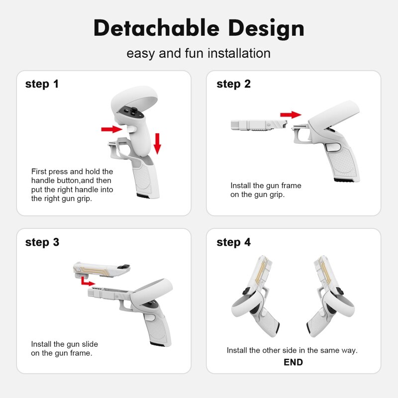 VR Games Shooting Game Shell Compatible with Oculus Quest 2 Touch Controller Accessories Enhanced VR Games Experience