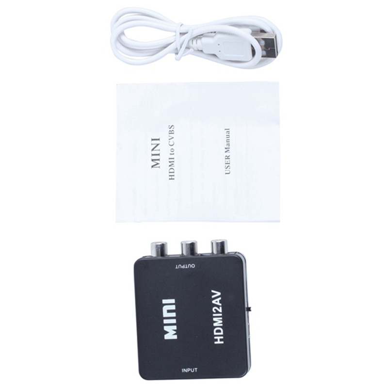 Mini hdmi  to 3 rca cvbs komposiitti video av muunnin sovitin tv  ps3 vhs vcr dvd musta