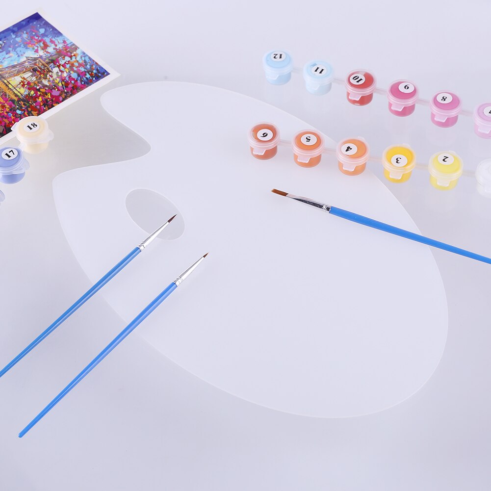 Plastic Transparent Oval Painting Palette Clear Watercolor Paint Mixing Board Pigment Drawing Tray Pallet