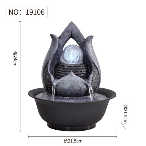 Resin Decorative Fountains Indoor Water Fountains Craft Desktop Home Decor Home Figurines FengShui Water Fountain G: 19106 / 110V