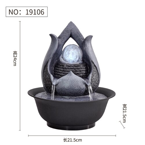 Resin Decorative Fountains Indoor Water Fountains Craft Desktop Home Decor Home Figurines FengShui Water Fountain G: 19106 / 220V