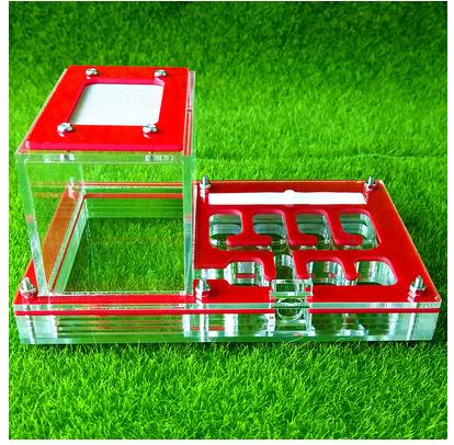 Transparante Mier Behuizing Nest Insect Kooi Boerderijen Feed Acryl Display Trapezium Box Ant Villa Kleine Huisdier Kooien Kid Educatief Speelgoed: red