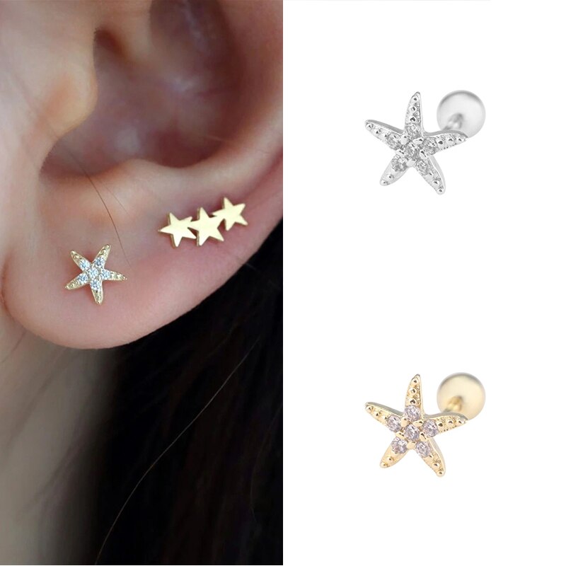 Donne Coreano Carino Bling di Scintillio Star S925 In Argento Sterling Orecchini di Fidanzamento Regalo Di Compleanno Studing Orecchini Dei Monili di Fascino